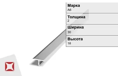 Алюминиевый профиль белый А6 2х30х18 мм ГОСТ 8617-81 в Караганде