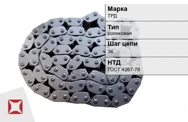 Цепь металлическая без покрытия х38 мм ТРД ГОСТ 4267-78 в Караганде