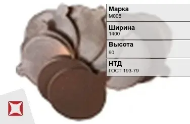 Медная заготовка М00б 1400х90 мм ГОСТ 193-79 в Караганде