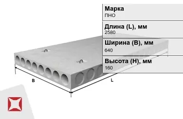 Облегчённые плиты перекрытия ПНО 26-6,4-8 2580x640x160 мм в Караганде