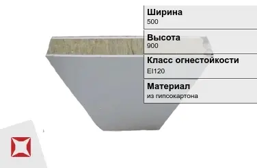 Противопожарная перегородка внутренняя 500х900 мм Кнауф ГОСТ 30247.0-94 в Караганде