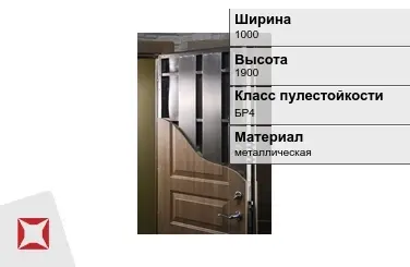 Пуленепробиваемая дверь с порошковым покрытием 1000х1900 мм в Караганде