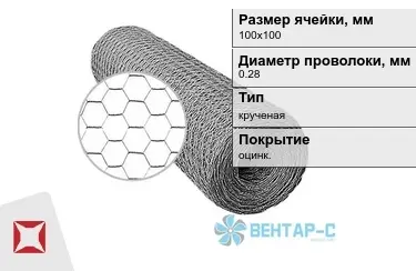 Сетка Манье двойного кручения 0,28x100х100 в Караганде