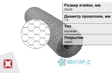 Сетка Манье двойного кручения 1,5x25х25 в Караганде