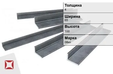 Уголок гнутый 08кп 4х65х100 мм ГОСТ 19772-93 в Караганде