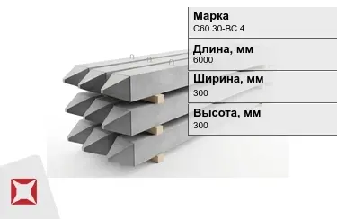 Сваи ЖБИ С60.30-ВС.4 300x300x6000 мм  в Караганде